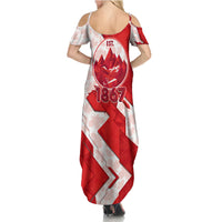 Canada Day Patriotic Maple Leaf Summer Maxi Dress Geometric Rocky Mountain Art Heritage 1867 Graphic