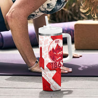 Canada Day Patriotic Maple Leaf Tumbler With Handle Geometric Rocky Mountain Art Heritage 1867 Graphic