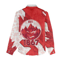 Canada Day Patriotic Maple Leaf Women Casual Shirt Geometric Rocky Mountain Art Heritage 1867 Graphic
