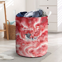 Canada Day Loon And Maple Leaf Laundry Basket Watercolor Nature Scenery Mari Usque Ad Mare Artistic