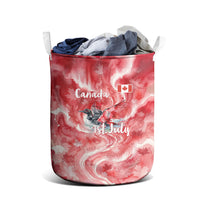 Canada Day Loon And Maple Leaf Laundry Basket Watercolor Nature Scenery Mari Usque Ad Mare Artistic
