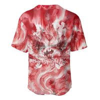 Canada Day Loon And Maple Leaf Baseball Jersey Watercolor Nature Scenery Mari Usque Ad Mare Artistic