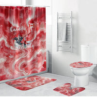 Canada Day Loon And Maple Leaf Bathroom Set Watercolor Nature Scenery Mari Usque Ad Mare Artistic