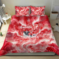 Canada Day Loon And Maple Leaf Bedding Set Watercolor Nature Scenery Mari Usque Ad Mare Artistic