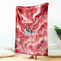 Canada Day Loon And Maple Leaf Blanket Watercolor Nature Scenery Mari Usque Ad Mare Artistic