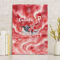 Canada Day Loon And Maple Leaf Canvas Wall Art Watercolor Nature Scenery Mari Usque Ad Mare Artistic