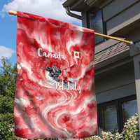 Canada Day Loon And Maple Leaf Garden Flag Watercolor Nature Scenery Mari Usque Ad Mare Artistic