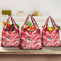 Canada Day Loon And Maple Leaf Grocery Bag Watercolor Nature Scenery Mari Usque Ad Mare Artistic