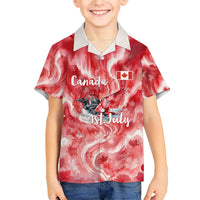 Canada Day Loon And Maple Leaf Hawaiian Shirt Watercolor Nature Scenery Mari Usque Ad Mare Artistic