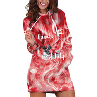 Canada Day Loon And Maple Leaf Hoodie Dress Watercolor Nature Scenery Mari Usque Ad Mare Artistic