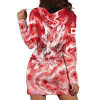 Canada Day Loon And Maple Leaf Hoodie Dress Watercolor Nature Scenery Mari Usque Ad Mare Artistic