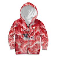 Canada Day Loon And Maple Leaf Kid Hoodie Watercolor Nature Scenery Mari Usque Ad Mare Artistic