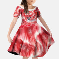 Canada Day Loon And Maple Leaf Kid Short Sleeve Dress Watercolor Nature Scenery Mari Usque Ad Mare Artistic