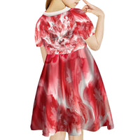 Canada Day Loon And Maple Leaf Kid Short Sleeve Dress Watercolor Nature Scenery Mari Usque Ad Mare Artistic