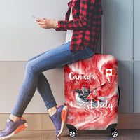 Canada Day Loon And Maple Leaf Luggage Cover Watercolor Nature Scenery Mari Usque Ad Mare Artistic