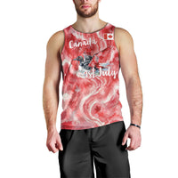 Canada Day Loon And Maple Leaf Men Tank Top Watercolor Nature Scenery Mari Usque Ad Mare Artistic
