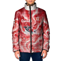 Canada Day Loon And Maple Leaf Padded Jacket Watercolor Nature Scenery Mari Usque Ad Mare Artistic