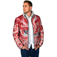 Canada Day Loon And Maple Leaf Padded Jacket Watercolor Nature Scenery Mari Usque Ad Mare Artistic