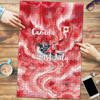 Canada Day Loon And Maple Leaf Puzzle Watercolor Nature Scenery Mari Usque Ad Mare Artistic