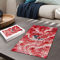 Canada Day Loon And Maple Leaf Puzzle Watercolor Nature Scenery Mari Usque Ad Mare Artistic