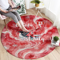 Canada Day Loon And Maple Leaf Round Carpet Watercolor Nature Scenery Mari Usque Ad Mare Artistic