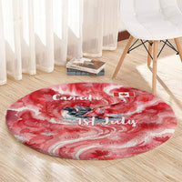 Canada Day Loon And Maple Leaf Round Carpet Watercolor Nature Scenery Mari Usque Ad Mare Artistic
