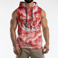 Canada Day Loon And Maple Leaf Sleeveless Hoodie Watercolor Nature Scenery Mari Usque Ad Mare Artistic