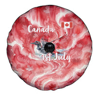 Canada Day Loon And Maple Leaf Spare Tire Cover Watercolor Nature Scenery Mari Usque Ad Mare Artistic