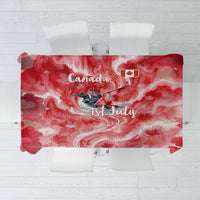 Canada Day Loon And Maple Leaf Tablecloth Watercolor Nature Scenery Mari Usque Ad Mare Artistic