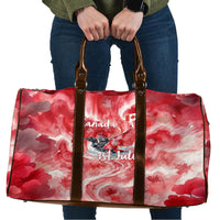 Canada Day Loon And Maple Leaf Travel Bag Watercolor Nature Scenery Mari Usque Ad Mare Artistic