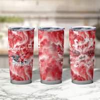 Canada Day Loon And Maple Leaf Tumbler Cup Watercolor Nature Scenery Mari Usque Ad Mare Artistic