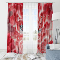 Canada Day Loon And Maple Leaf Window Curtain Watercolor Nature Scenery Mari Usque Ad Mare Artistic
