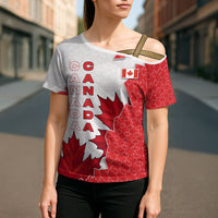 Canada Day Cross Shoulder Shirt Patriotic Maple Leaf - Robotic Fist