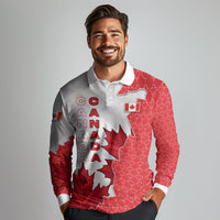 Canada Day Long Sleeve Polo Shirt Patriotic Maple Leaf - Robotic Fist