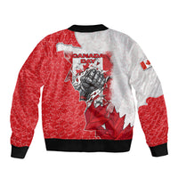 Canada Day Sleeve Zip Bomber Jacket Patriotic Maple Leaf - Robotic Fist