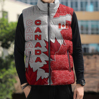 Canada Day Sleeveless Puffer Jacket Patriotic Maple Leaf - Robotic Fist