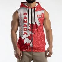 Canada Day Sleeveless Zip Hoodie Patriotic Maple Leaf - Robotic Fist
