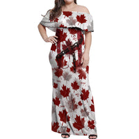 Canada Day Off Shoulder Maxi Dress Constitutional Autonomy 1982 Vintage - Broken Chains Freedom