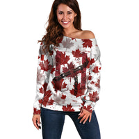 Canada Day Off Shoulder Sweater Constitutional Autonomy 1982 Vintage - Broken Chains Freedom