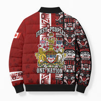 Canada Day Indigenous First Nations Bomber Puffer Jacket Tribal Haida Totem Art One Nation
