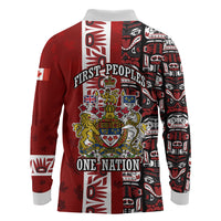Canada Day Indigenous First Nations Long Sleeve Polo Shirt Tribal Haida Totem Art One Nation