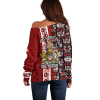 Canada Day Indigenous First Nations Off Shoulder Sweater Tribal Haida Totem Art One Nation