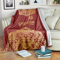 Kyrgyzstan National Symbol Blanket Traditional Golden Pattern in Red and Gold