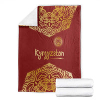 Kyrgyzstan National Symbol Blanket Traditional Golden Pattern in Red and Gold