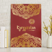 Kyrgyzstan National Symbol Canvas Wall Art Traditional Golden Pattern in Red and Gold