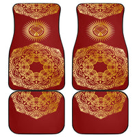 Kyrgyzstan National Symbol Car Mats Traditional Golden Pattern in Red and Gold