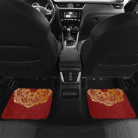 Kyrgyzstan National Symbol Car Mats Traditional Golden Pattern in Red and Gold