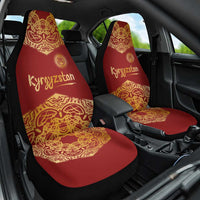 Kyrgyzstan National Symbol Car Seat Cover Traditional Golden Pattern in Red and Gold