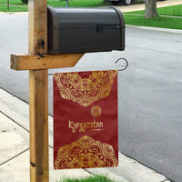 Kyrgyzstan National Symbol Garden Flag Traditional Golden Pattern in Red and Gold