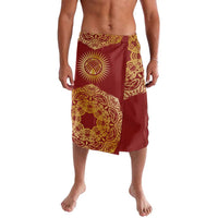 Kyrgyzstan National Symbol Lavalava Traditional Golden Pattern in Red and Gold
